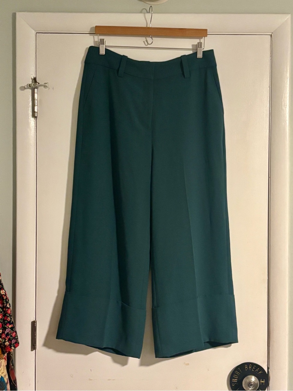 J. Crew Teal Wide-Leg Cropped Trousers